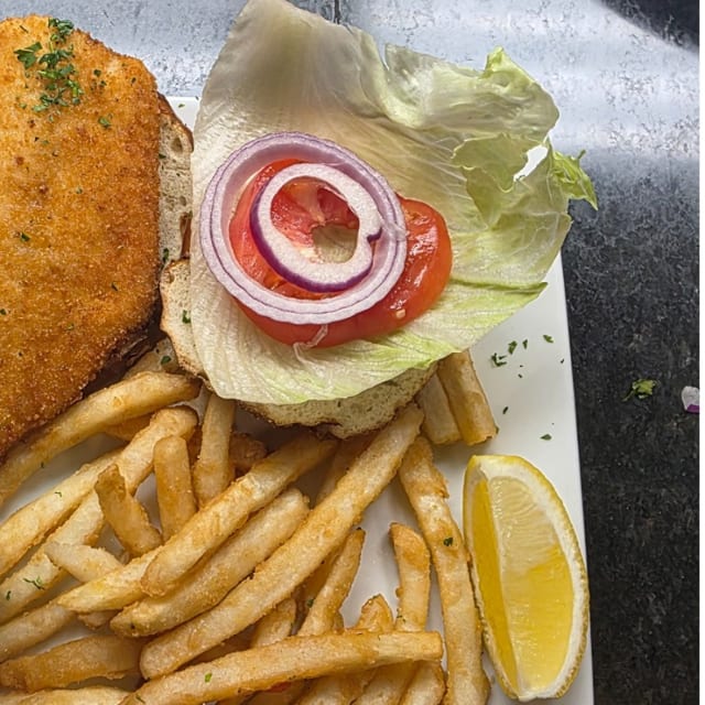 Crispy Walleye Sandwich.